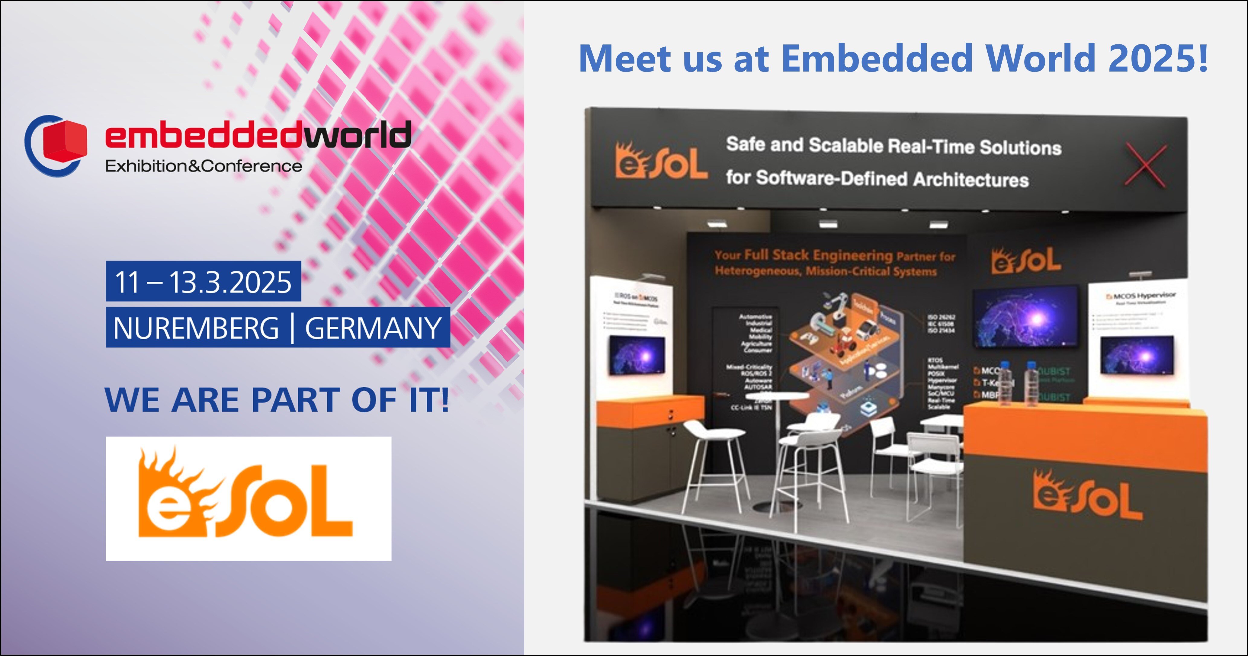 Discover eSOL’s Safe and Scalable Real-Time Solutions for Software-Defined Architectures at Embedded World 2025